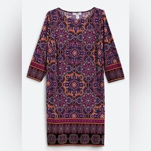 Vibrant Long Sleeve Patterned Dress